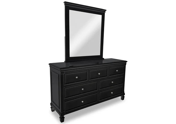 Black Hamptons Dresser With Mirror