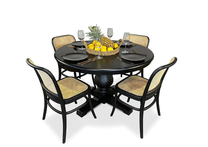 Black Hamptons Round Dining Table - 1200