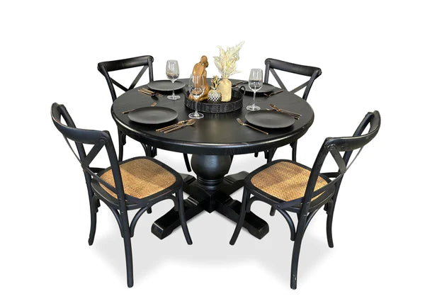 Black Hamptons Round Dining Table - 1200