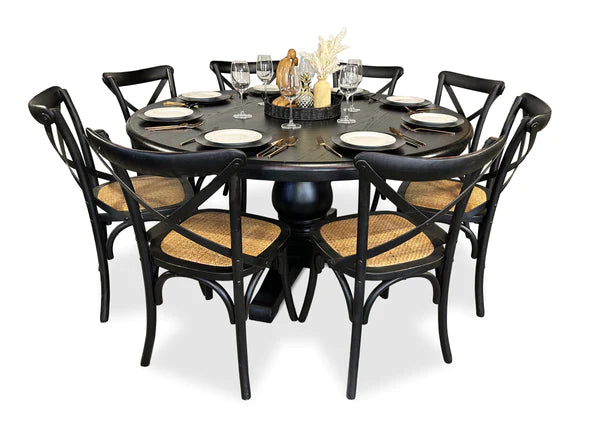 Black Hamptons Round Dining Table - 1500