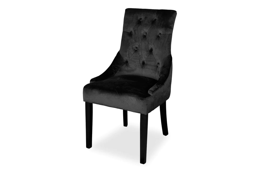 Chester Dining Chair - Black Hamptons & Charcoal