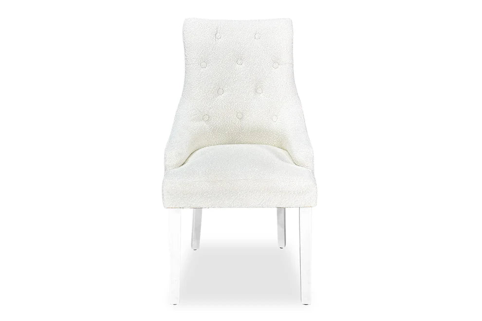 Chester Dining Chair - White Hamptons & Boucle