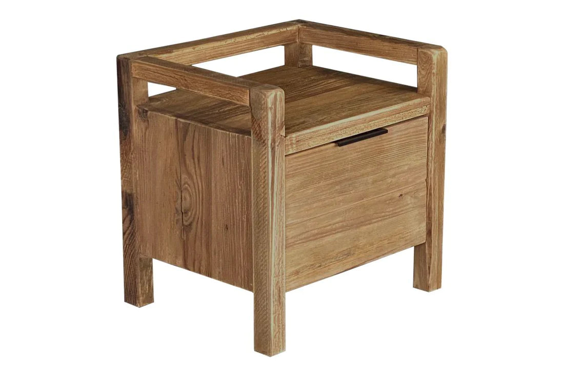 Farmhouse Bedside Table - 1 Drawer on Rail