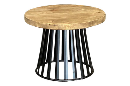 Farmhouse Side Table - Round Metal Base