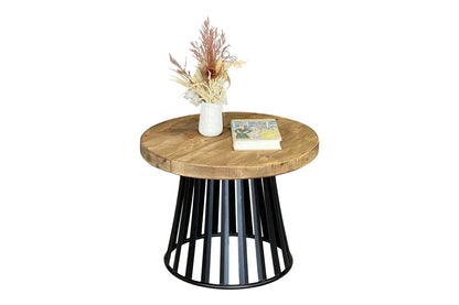 Farmhouse Side Table - Round Metal Base