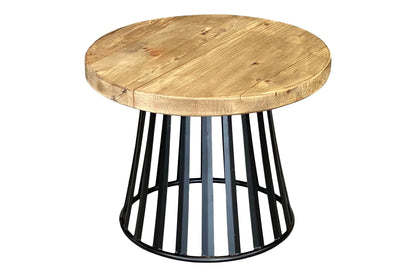 Farmhouse Side Table - Round Metal Base