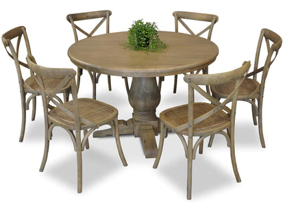 Antique Oak Hamptons Round Dining Table - 1200