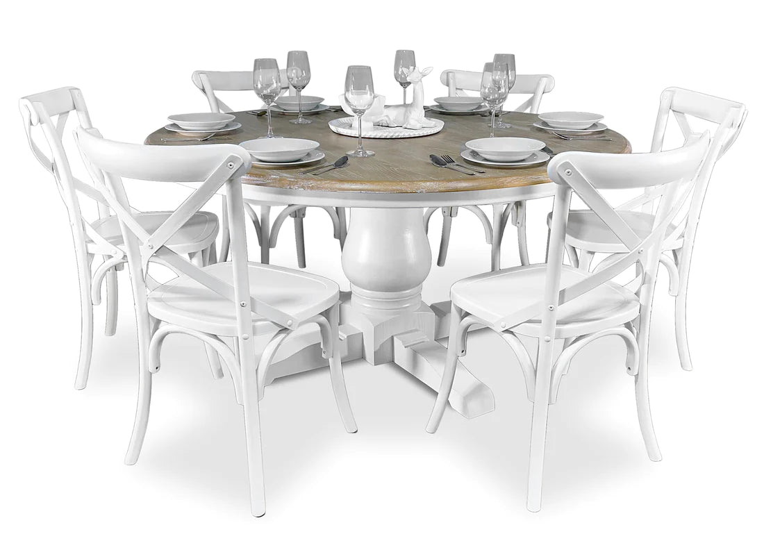 White Oak Hamptons Round Dining Table - 1500