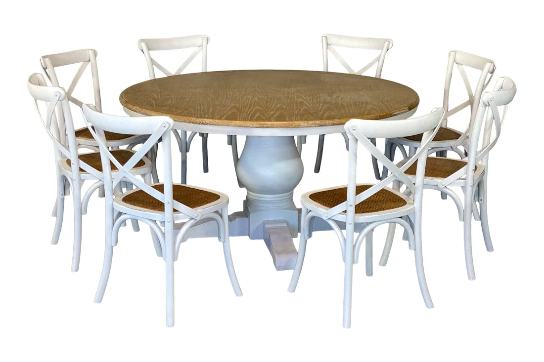 White Oak Hamptons Round Dining Table - 1500