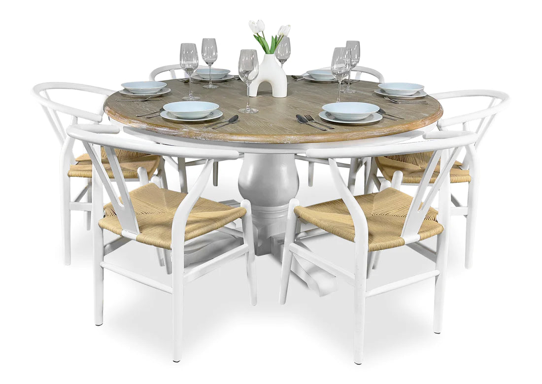 White Oak Hamptons Round Dining Table - 1500