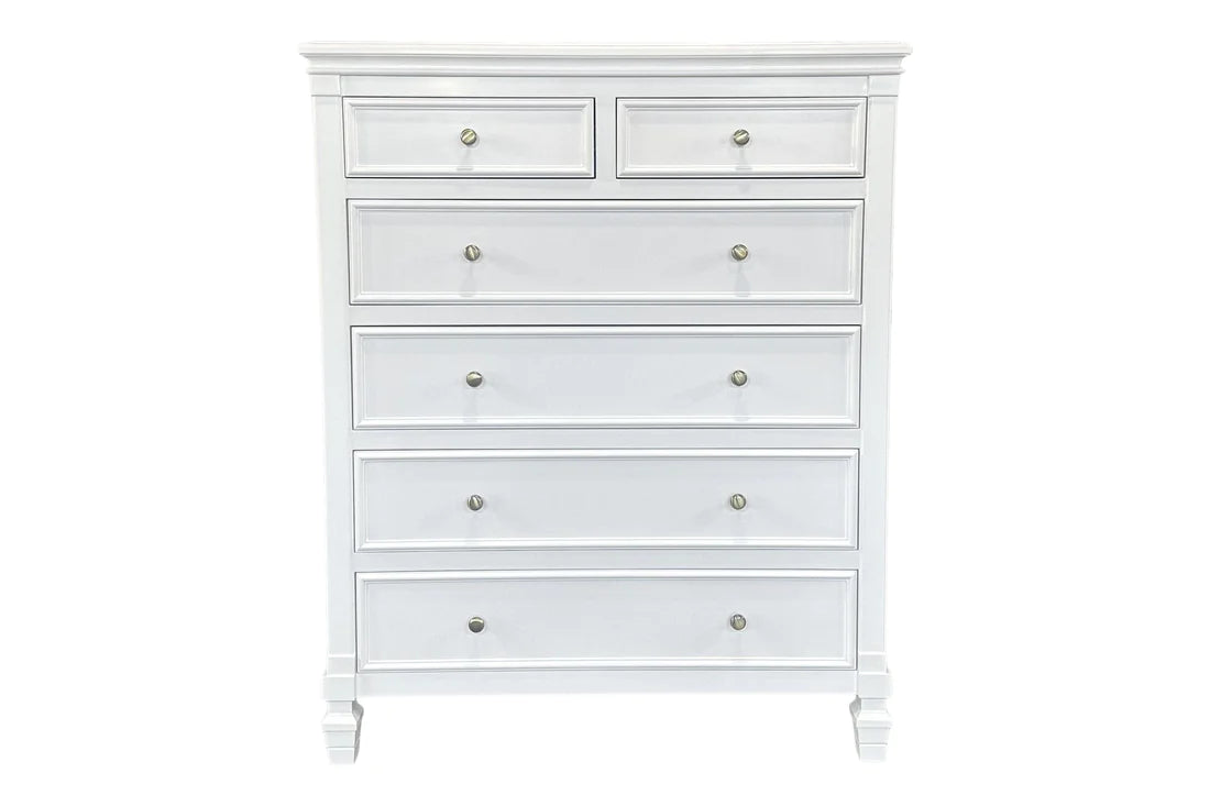 White Hamptons Tallboy Dresser