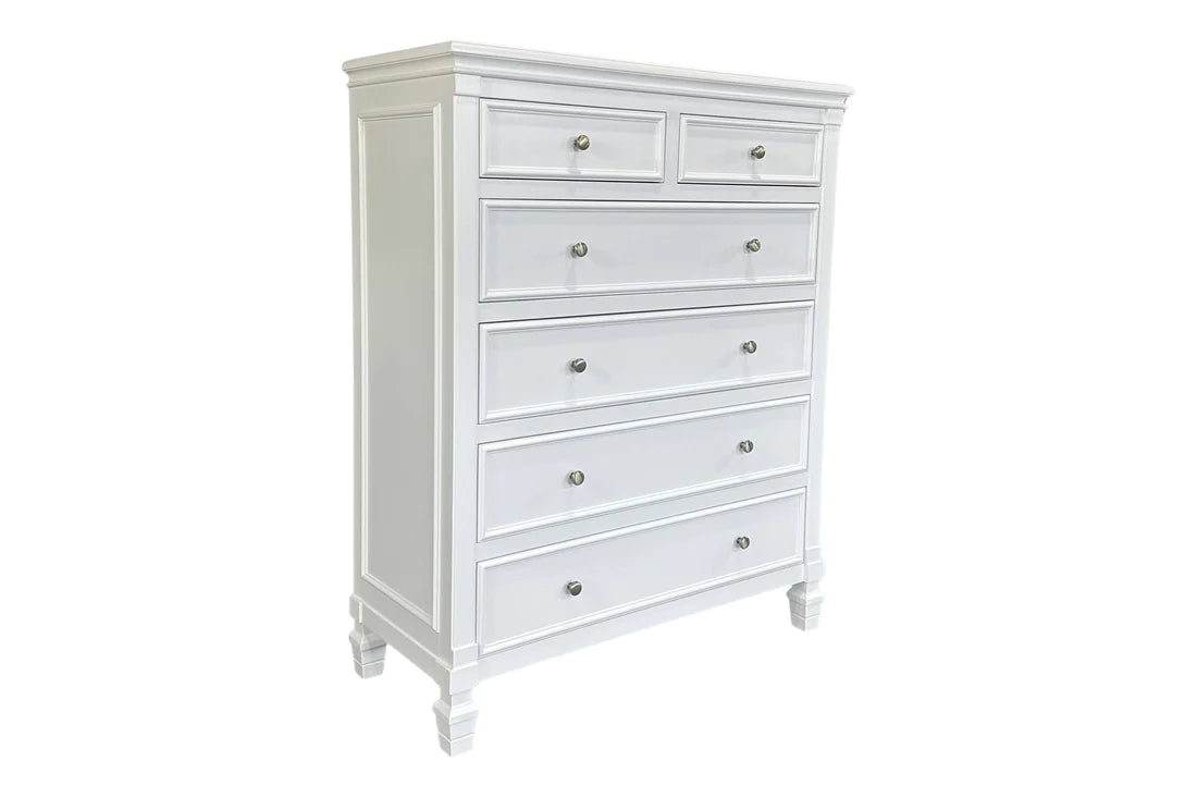 White Hamptons Tallboy Dresser