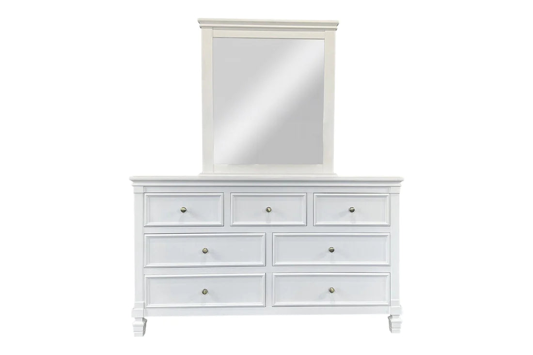 White Hamptons Dresser With Mirror