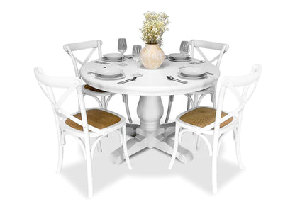 While Hamptons Round Dining Table - 1200