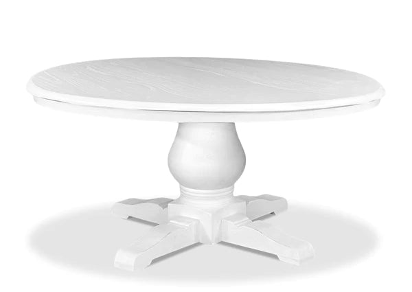 White Hamptons Round Dining Table - 1500