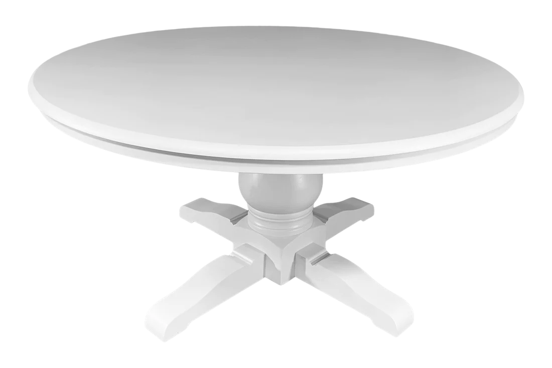 White Hamptons Round Dining Table - 1500