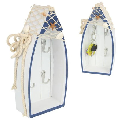 Navy And White Beach Boat Key Rack