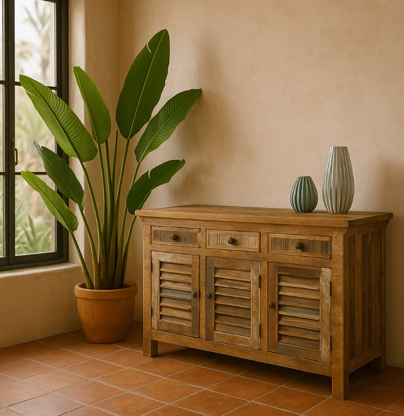 Java Buffet Unit - Rustic Mango Worn Paint
