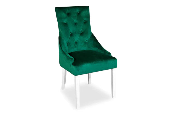 Chester Dining Chair - White Hamptons & Forest Green