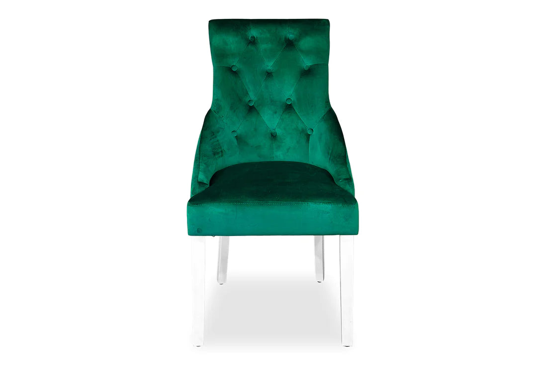 Chester Dining Chair - White Hamptons & Forest Green