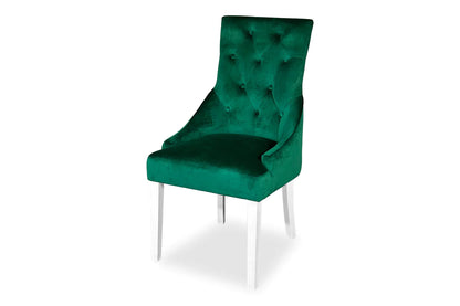 Chester Dining Chair - White Hamptons & Forest Green