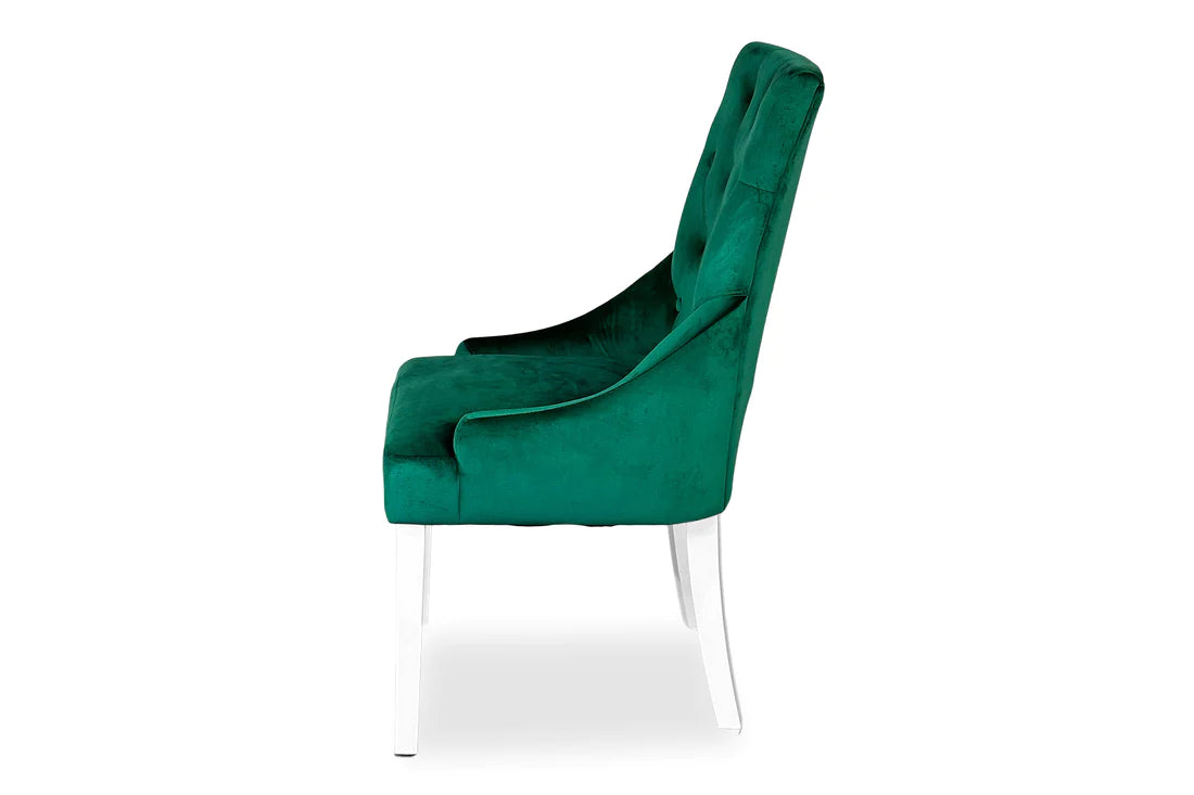 Chester Dining Chair - White Hamptons & Forest Green