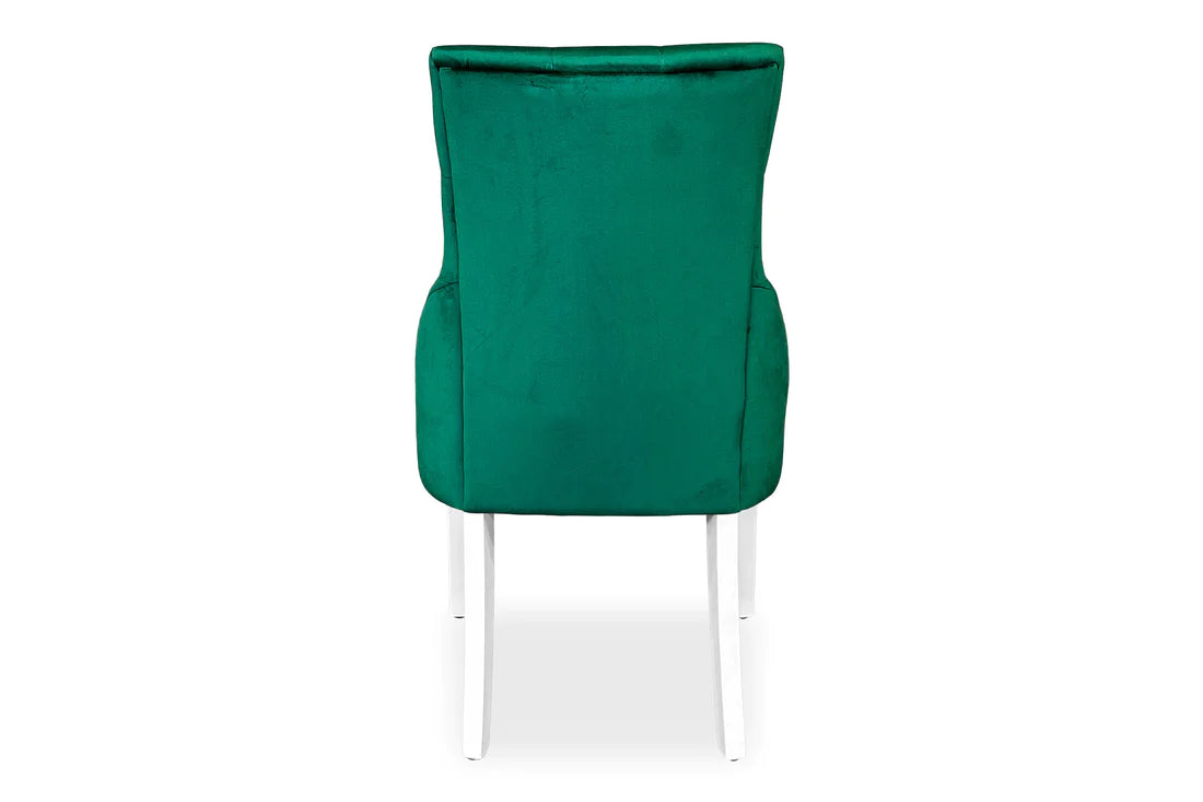 Chester Dining Chair - White Hamptons & Forest Green